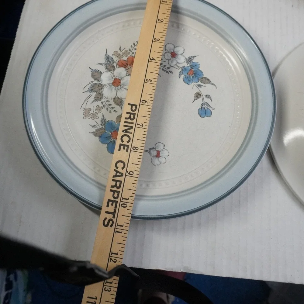 VTG Crowning Fashion Johann Haviland Dinner‎ Plates Floral Blue White Set of 6